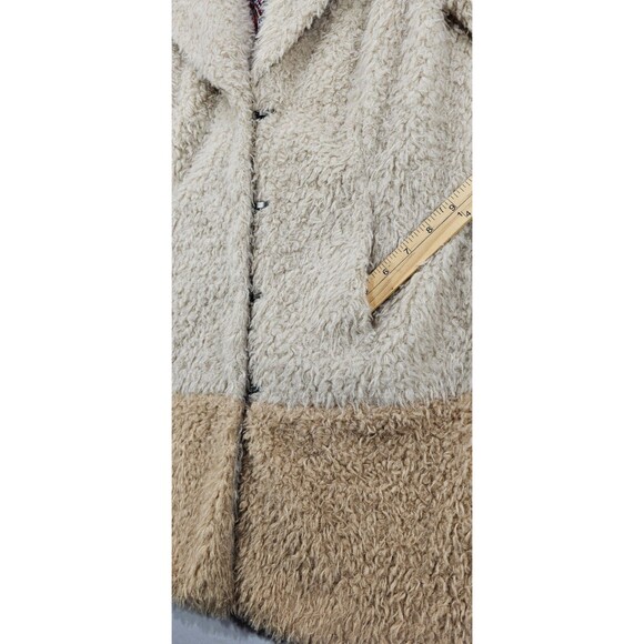 Anthropologie Elevenses Fira Sherpa Coat Shaggy Beige Fairy Grunge Boho Size M - Picture 8 of 16